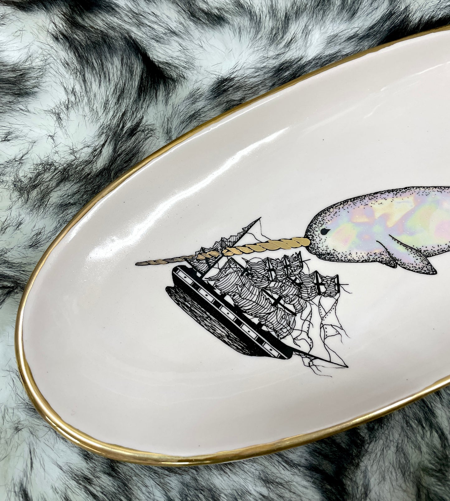 (PREORDER) Iridescent Gnarwhal medium platter