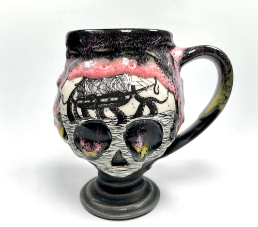 Pink Lemonade Kraken Attack Skull Mug