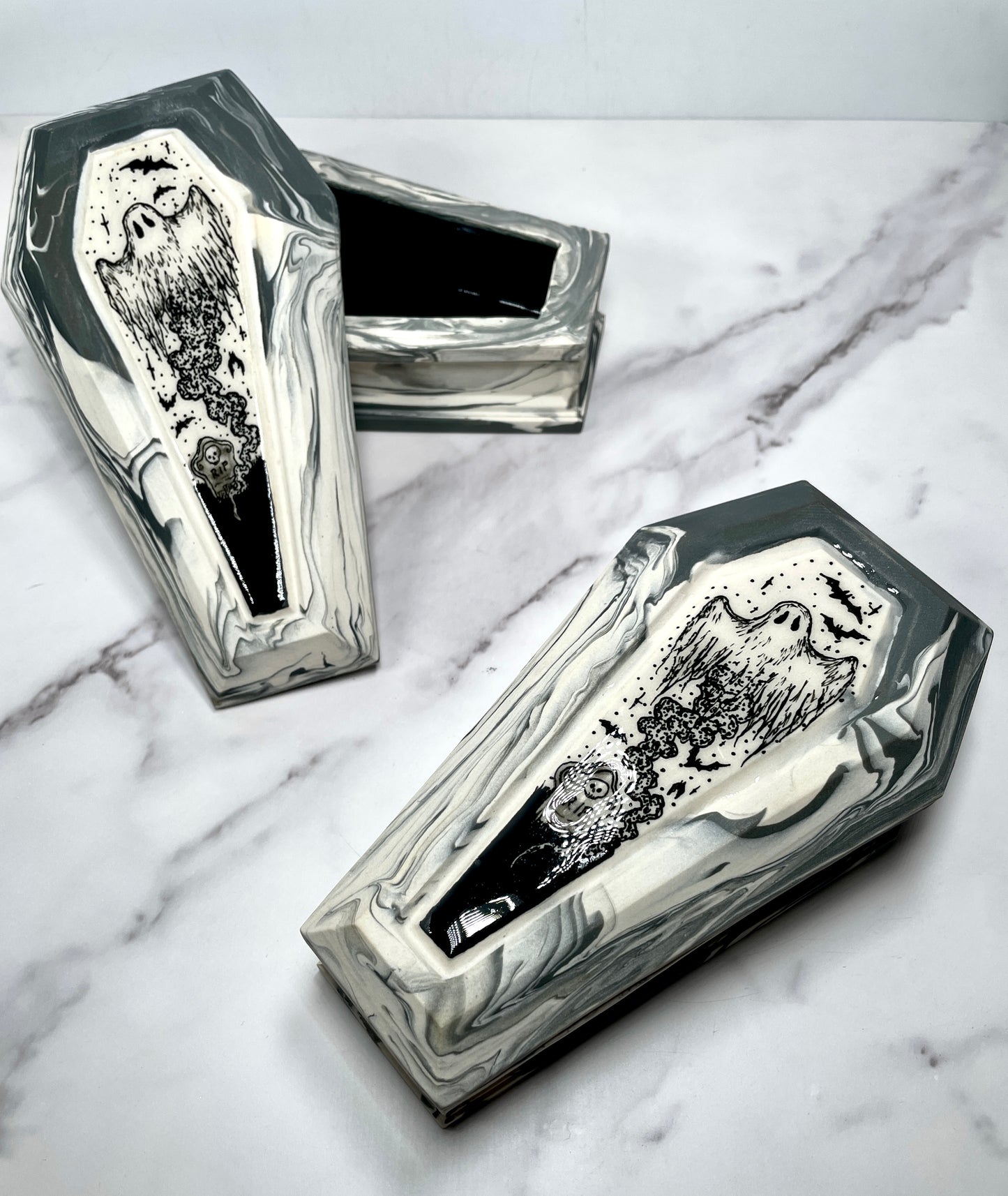 Marbled Coffin Trinket Box