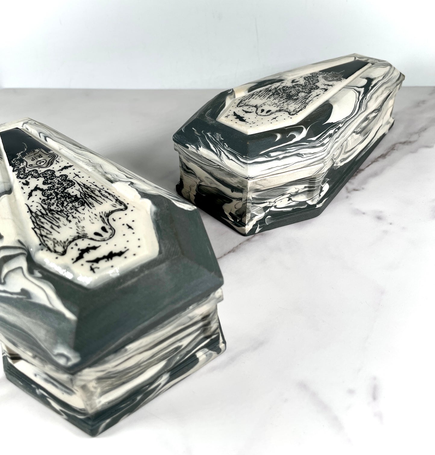 Marbled Coffin Trinket Box