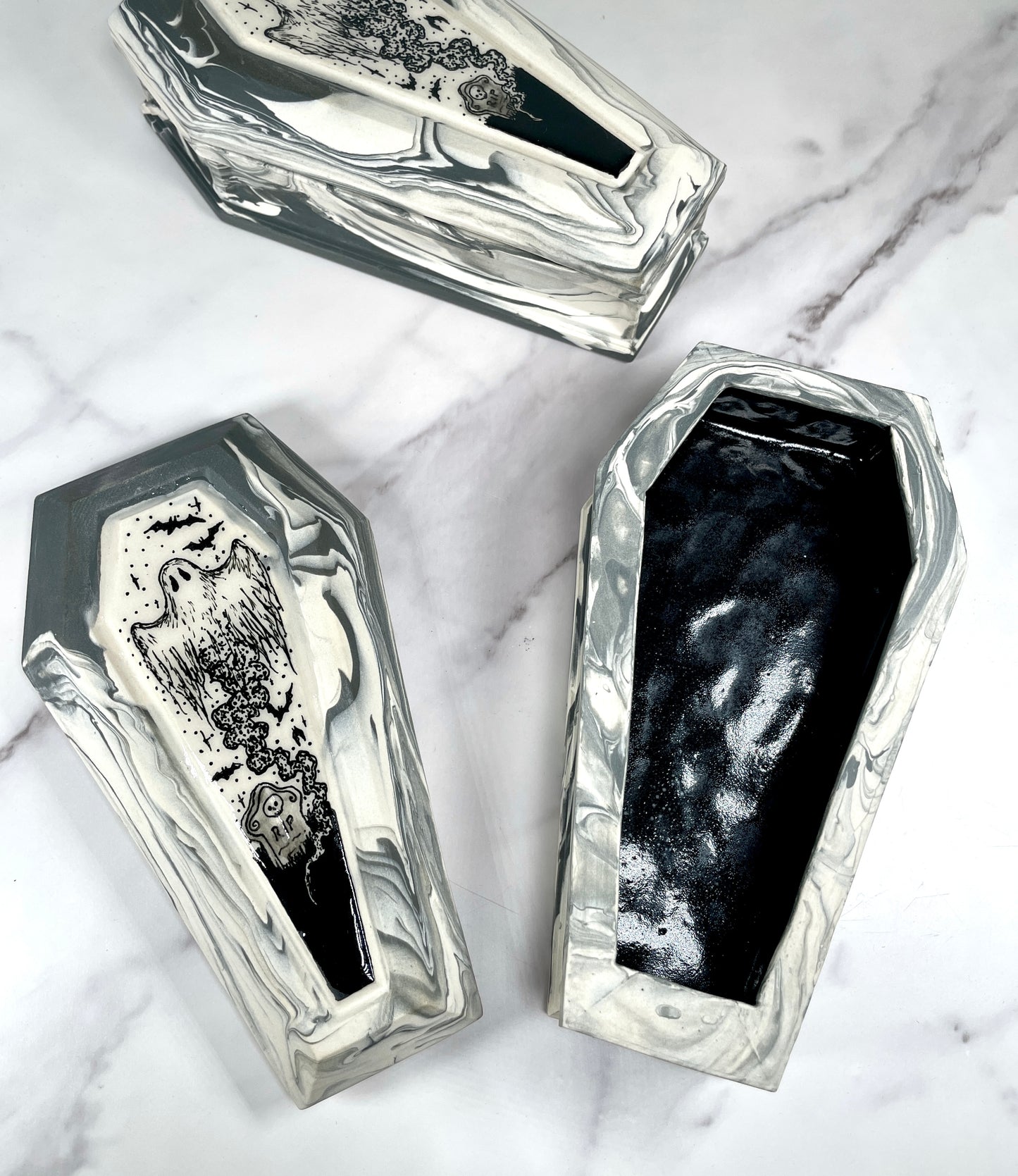 Marbled Coffin Trinket Box