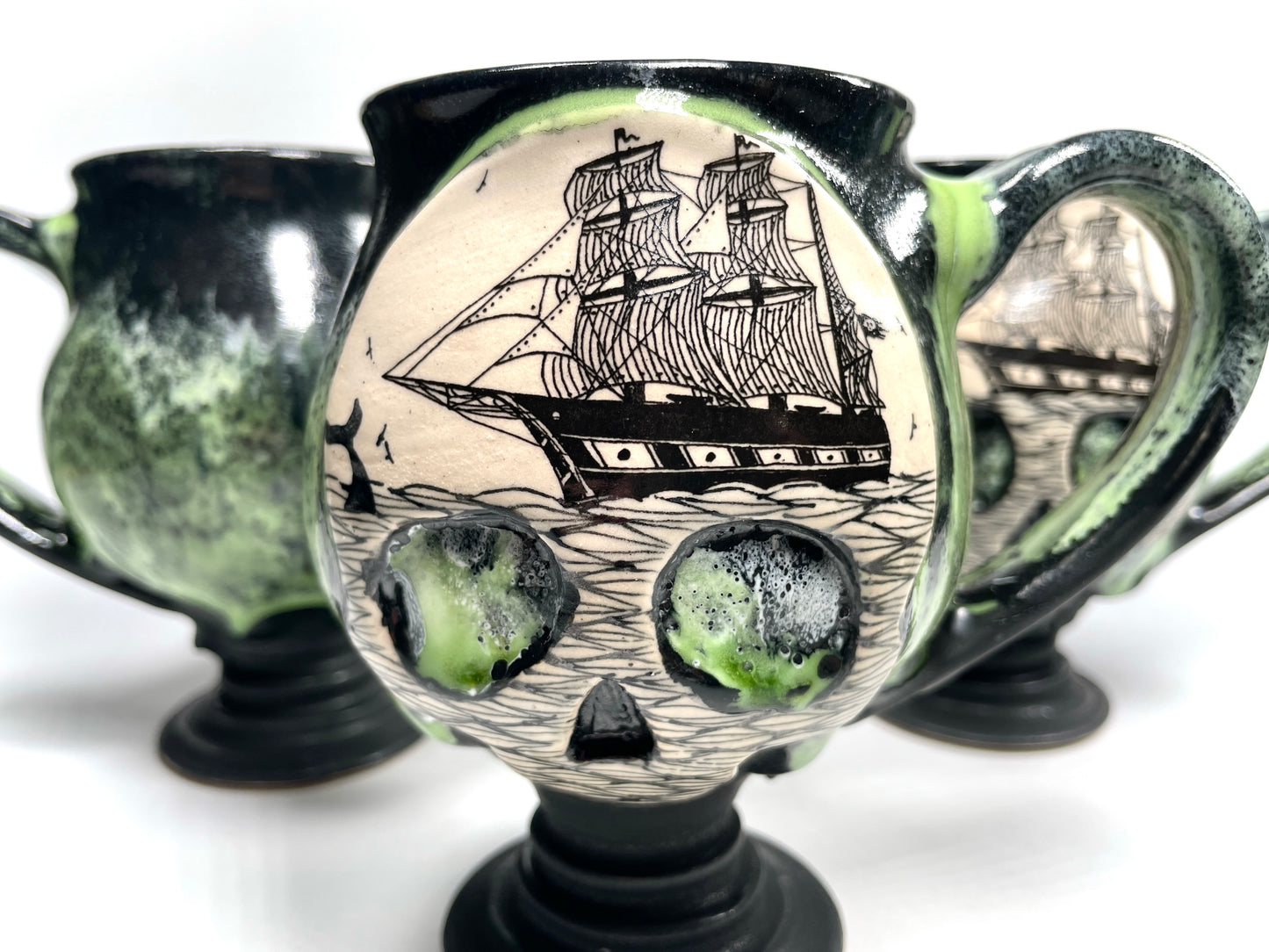 Slime Green Ghost Ship Skull Mug