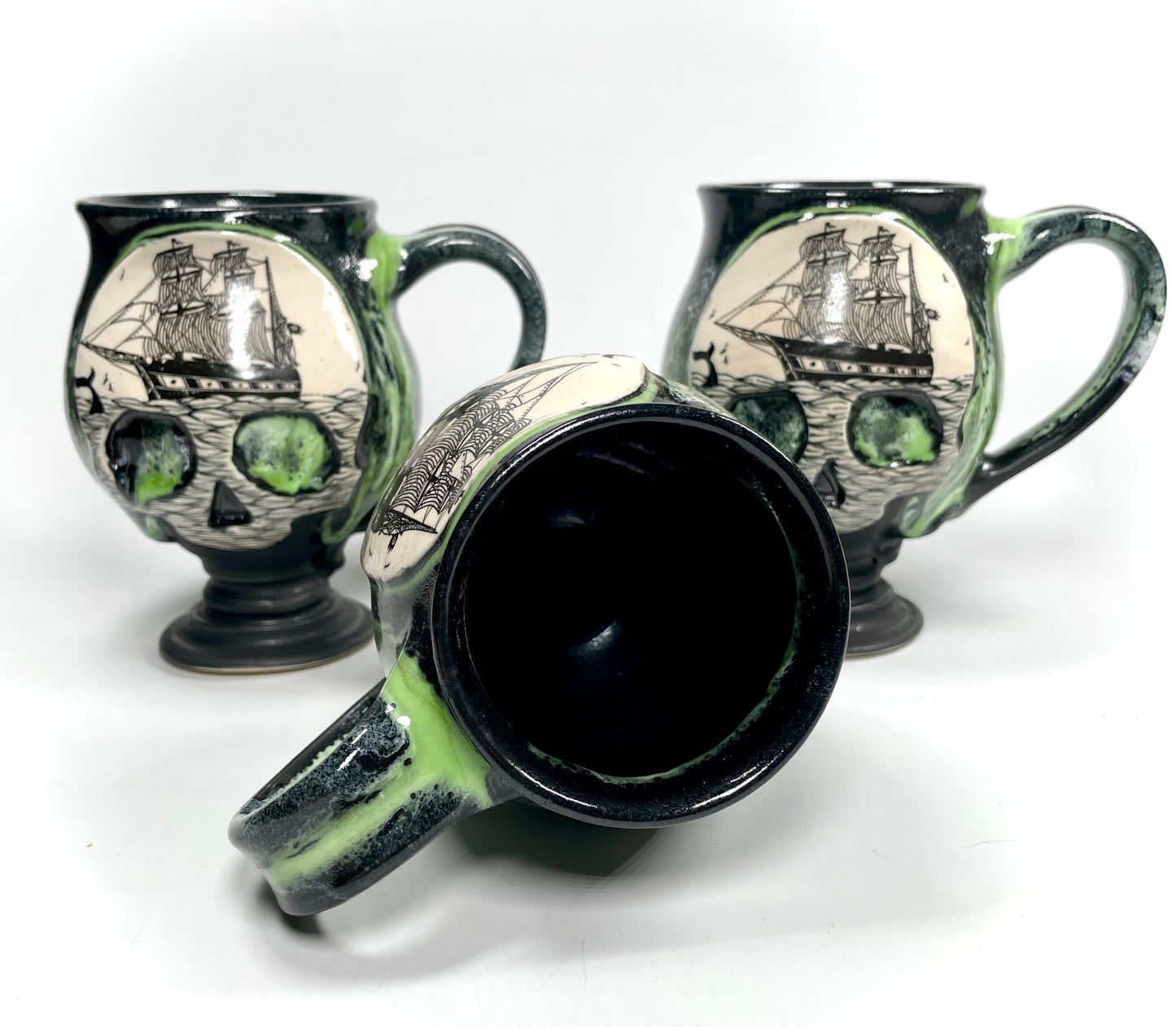 Slime Green Ghost Ship Skull Mug